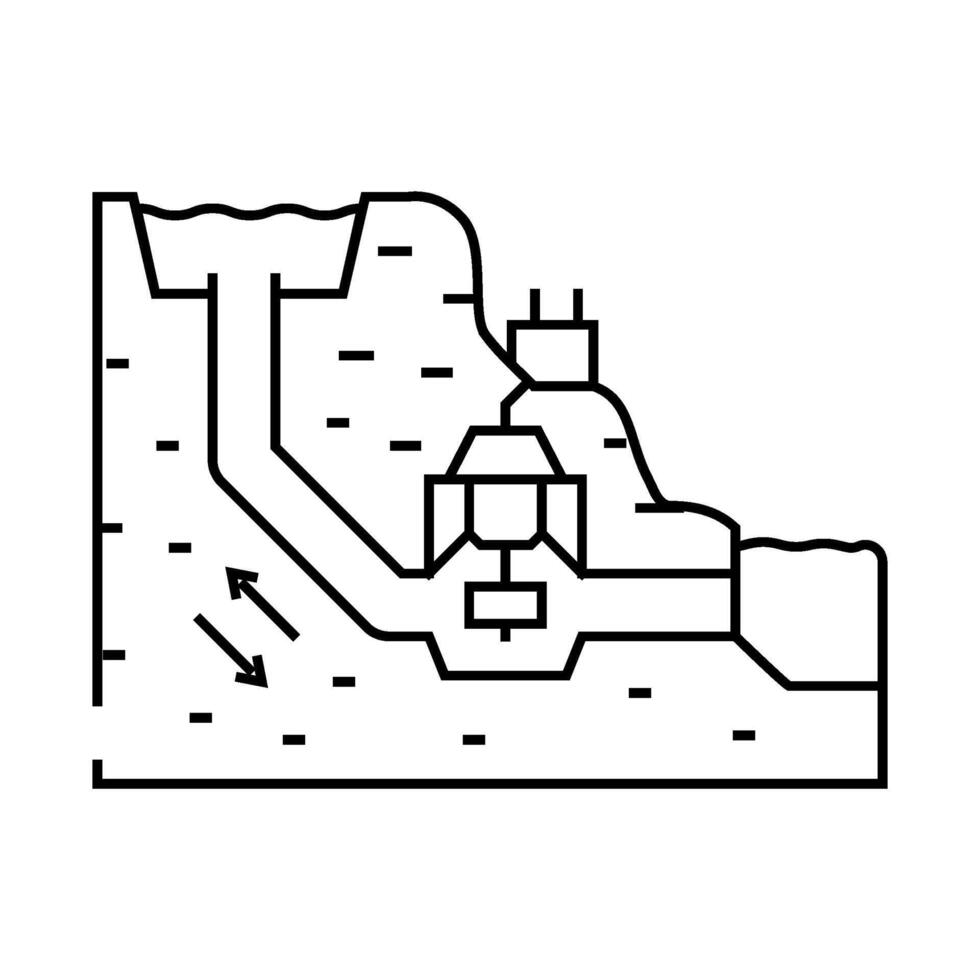 pumped hydro energy line icon illustration vector