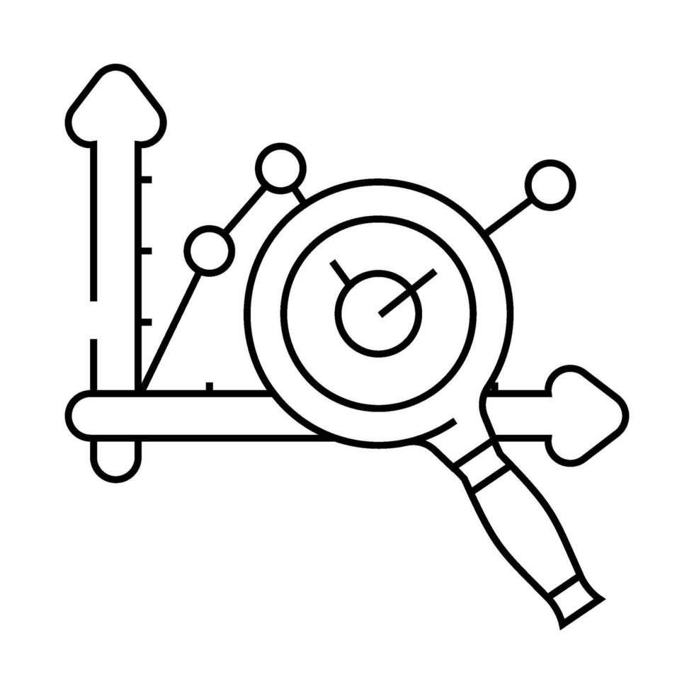 graph search magnifying glass line icon illustration vector