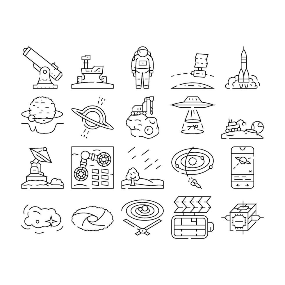 space exploration planet icons set vector