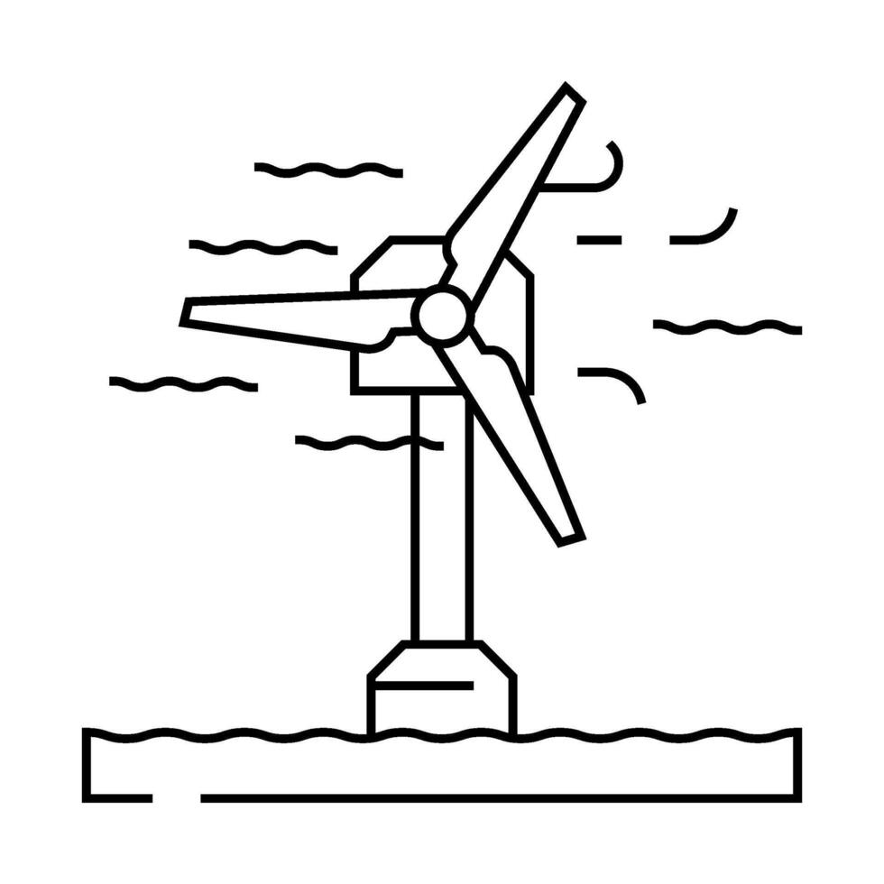 offshore wind turbine line icon illustration vector