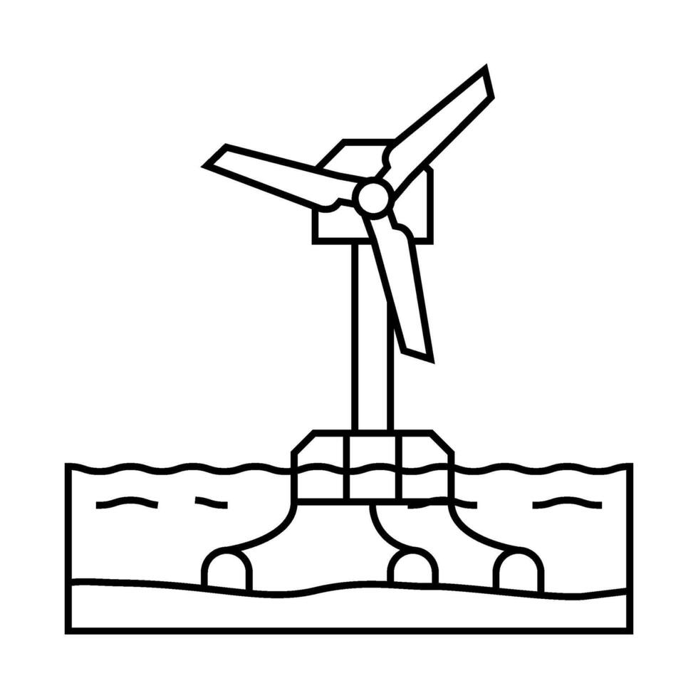 floating wind turbine line icon illustration vector