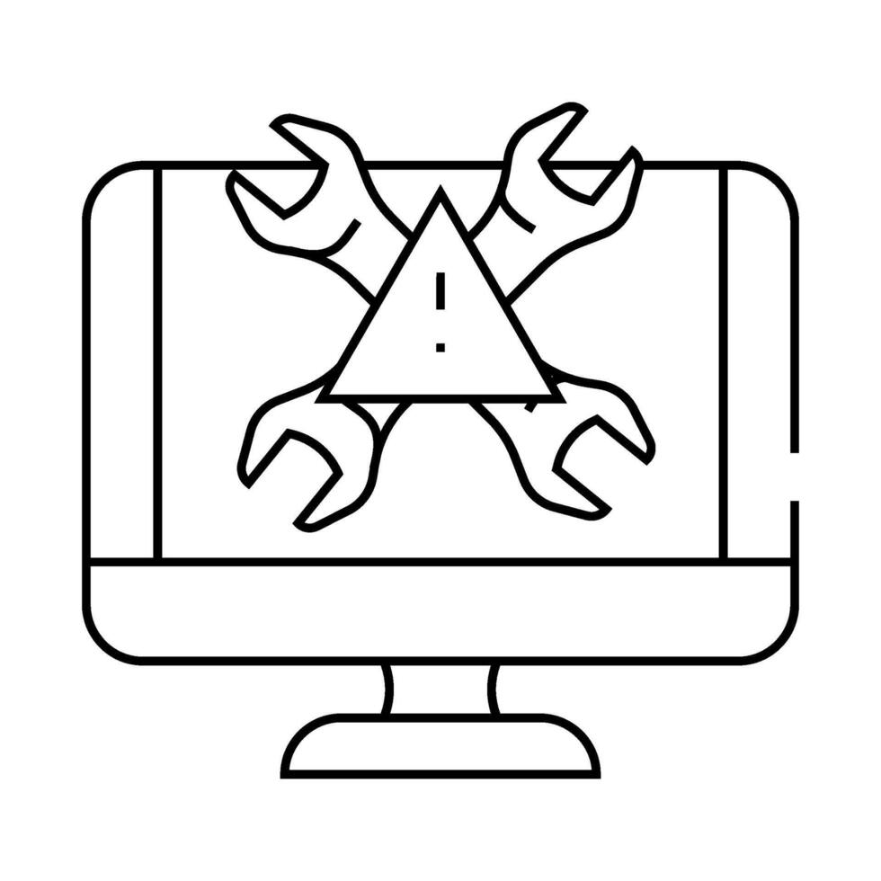 troubleshooting pc repair computer line icon illustration vector