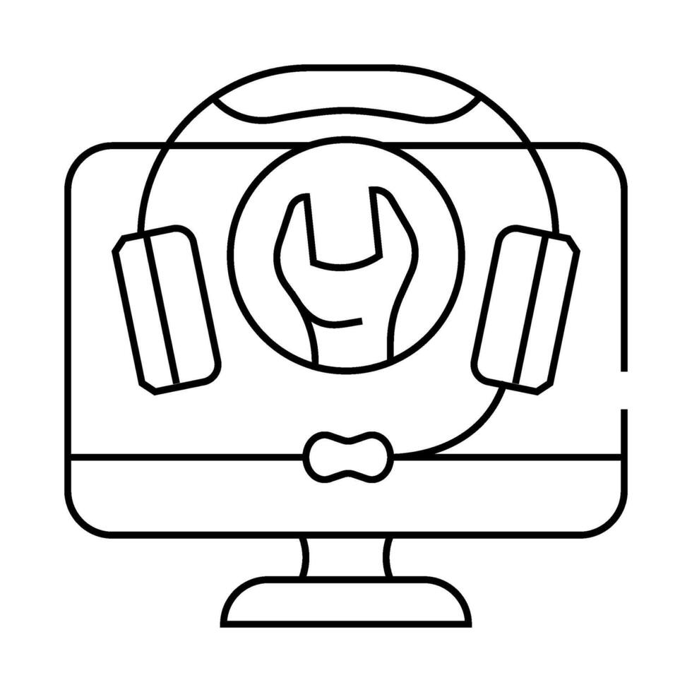 remote assistance repair computer line icon illustration vector
