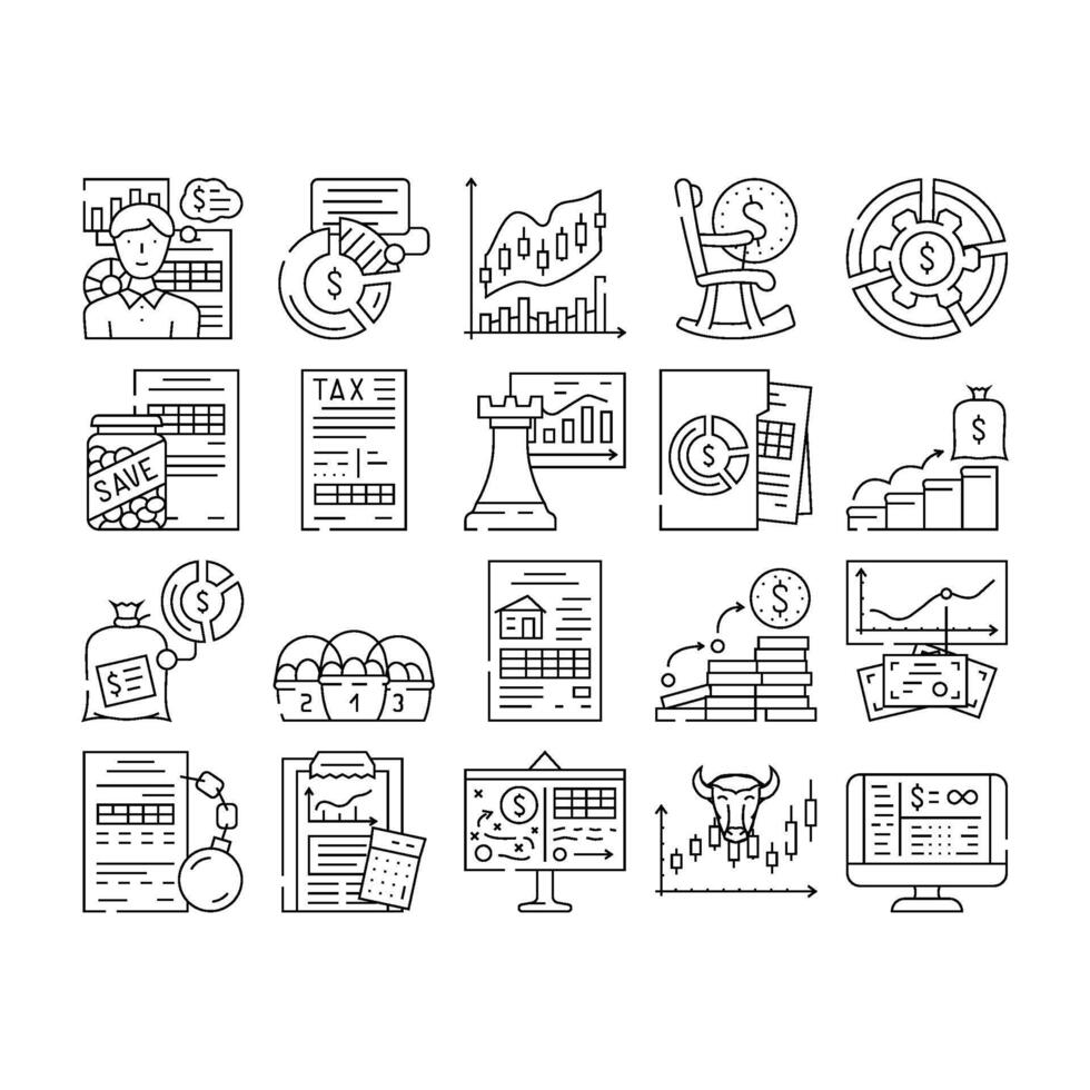financial advisor consult real icons set vector