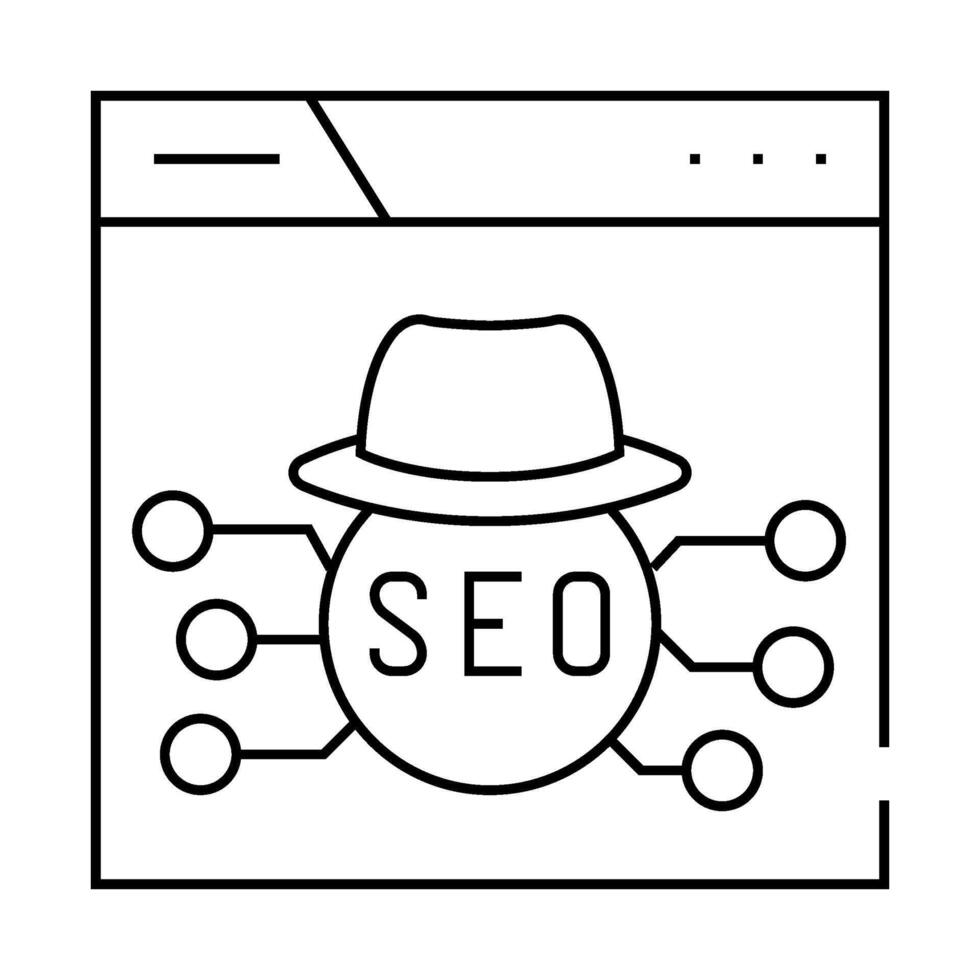 black hat seo line icon illustration vector
