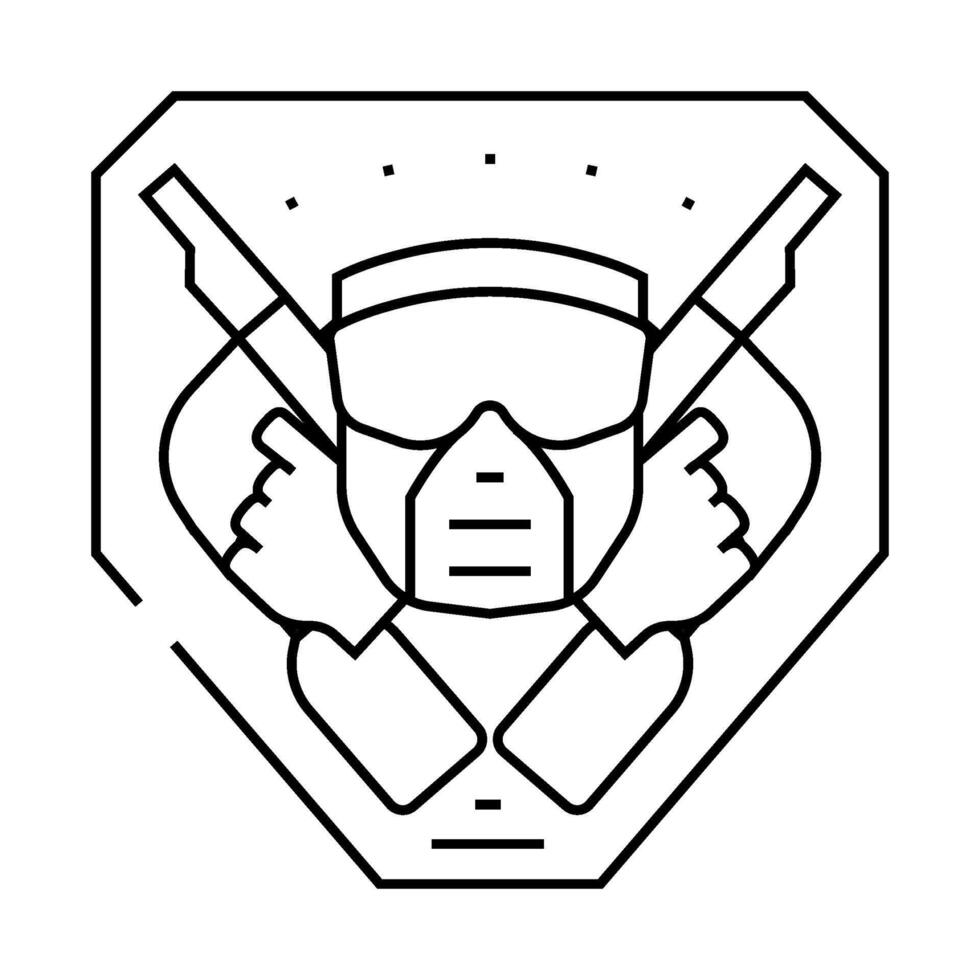 badge paintball game team line icon illustration vector