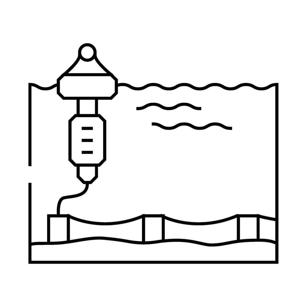 floating platform tidal power line icon illustration vector