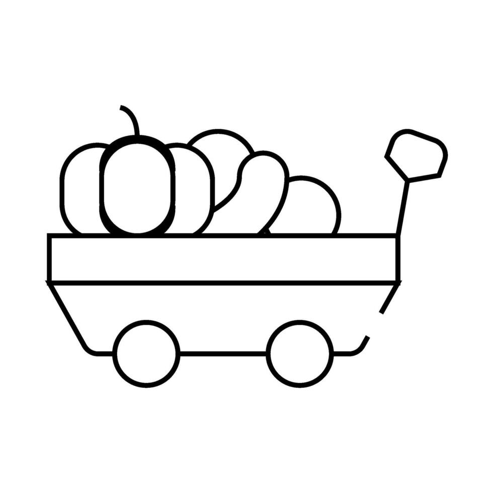 cart with autumn vegetables line icon illustration vector