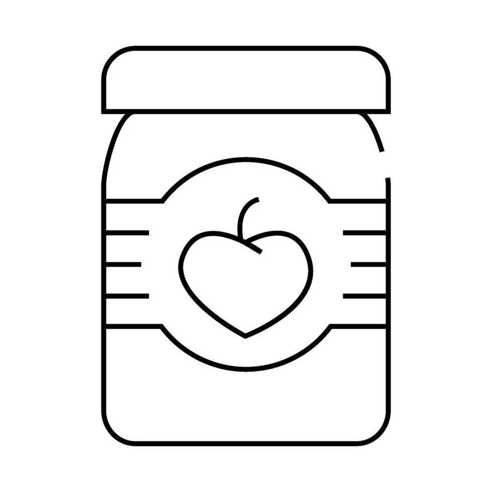 strawberry jam jar line icon illustration vector