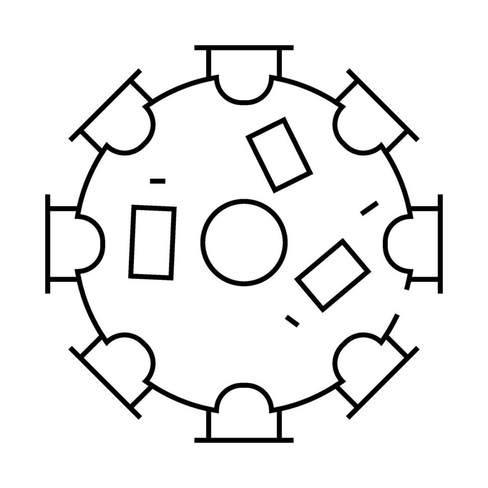meeting table line icon black illustration vector