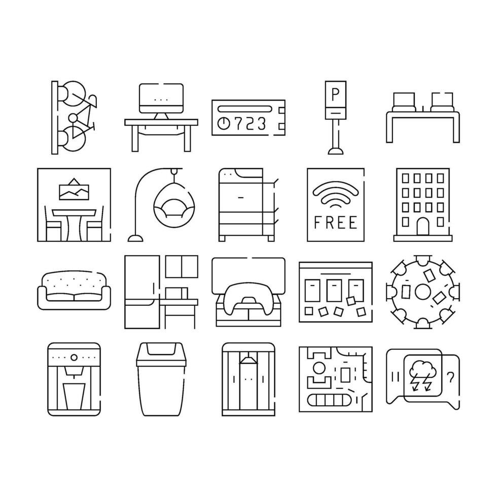 Coworking Work Office Collection Icons Set vector