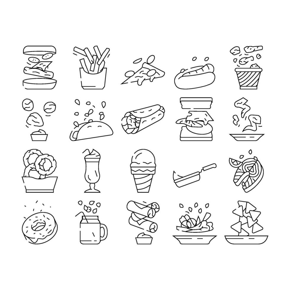 fast food hamburger restaurant icons set vector