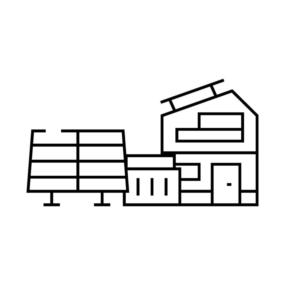 off grid solar panel line icon illustration vector