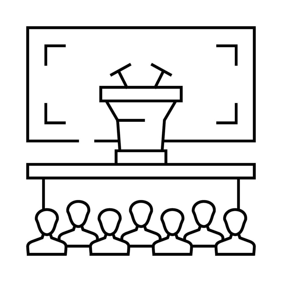 panel discussion line icon illustration vector