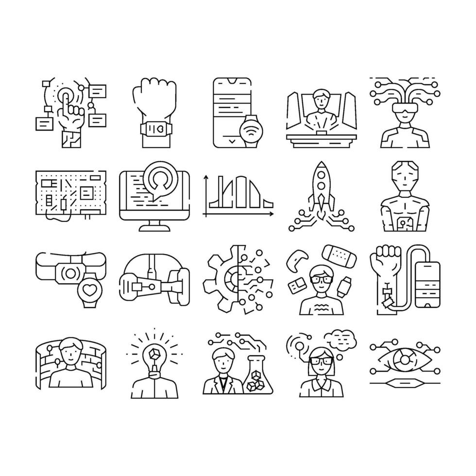 tech enthusiast reality virtual icons set vector