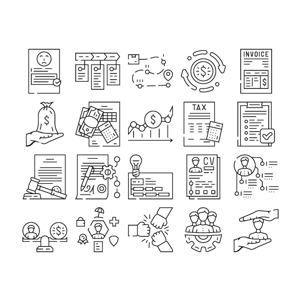 business process technology icons set vector
