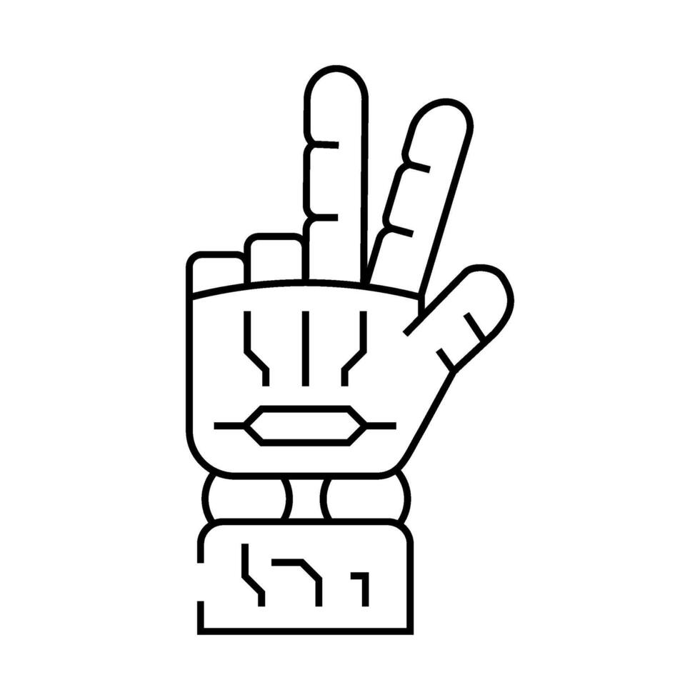 victory robot hand gesture line icon illustration vector