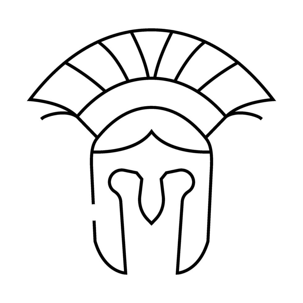 helmet ancient soldier line icon illustration vector