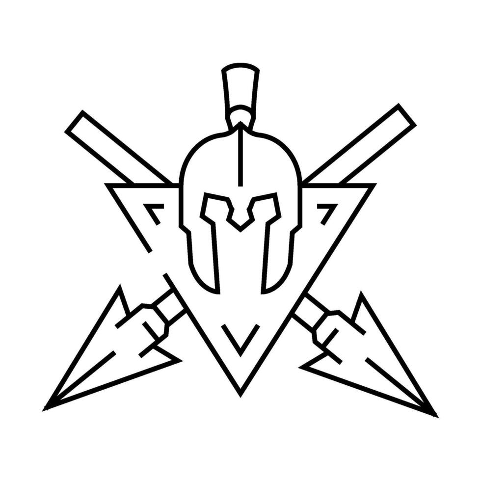 badge ancient soldier line icon illustration vector
