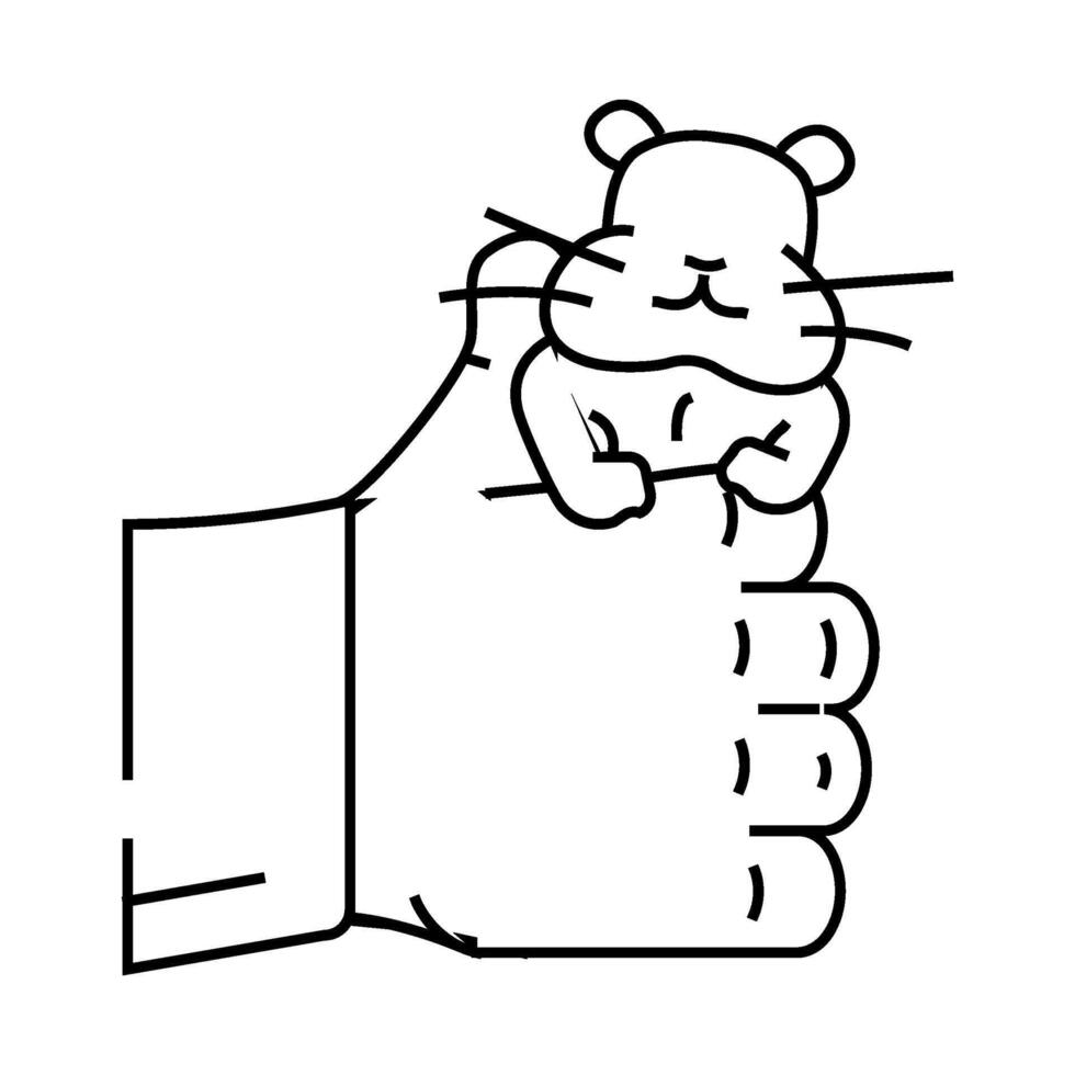 hamster hand pet line icon illustration vector