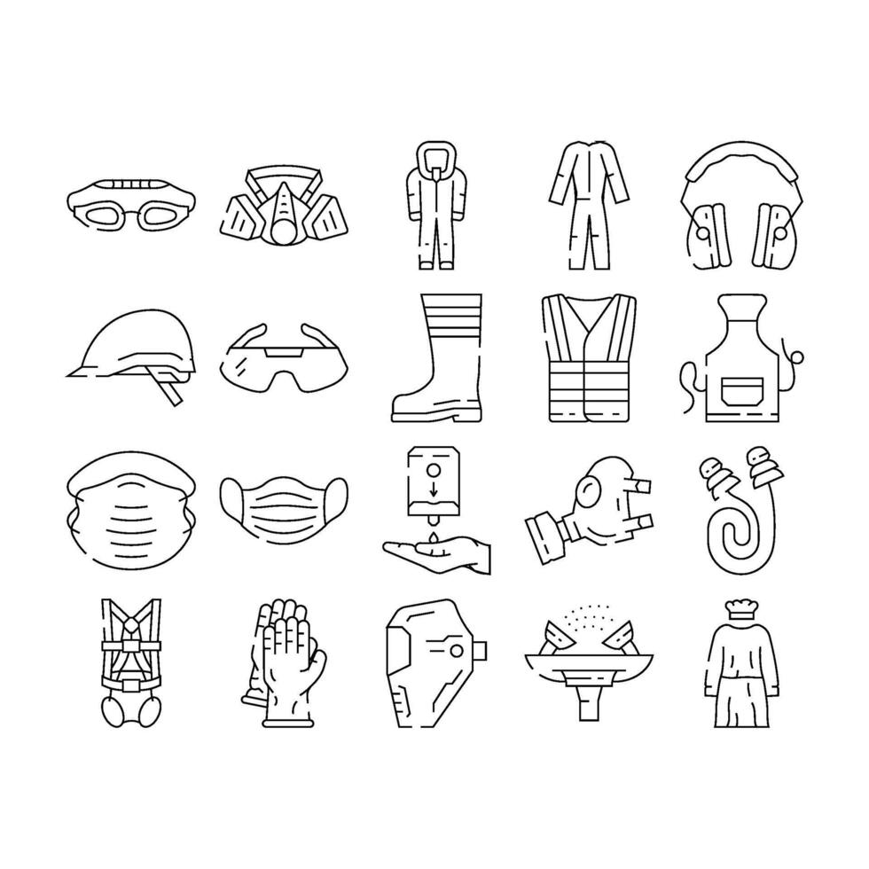 personal protective equipment ppe icons set vector
