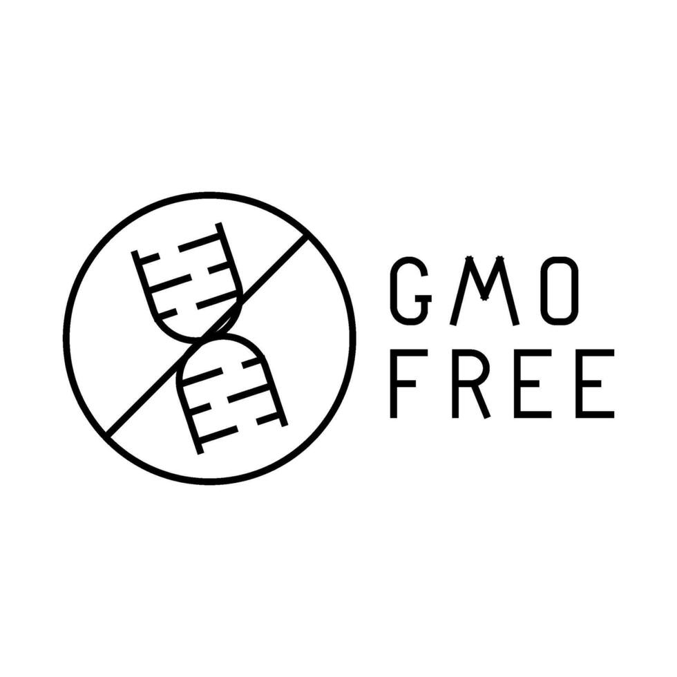 gmo free product label warning line icon illustration vector