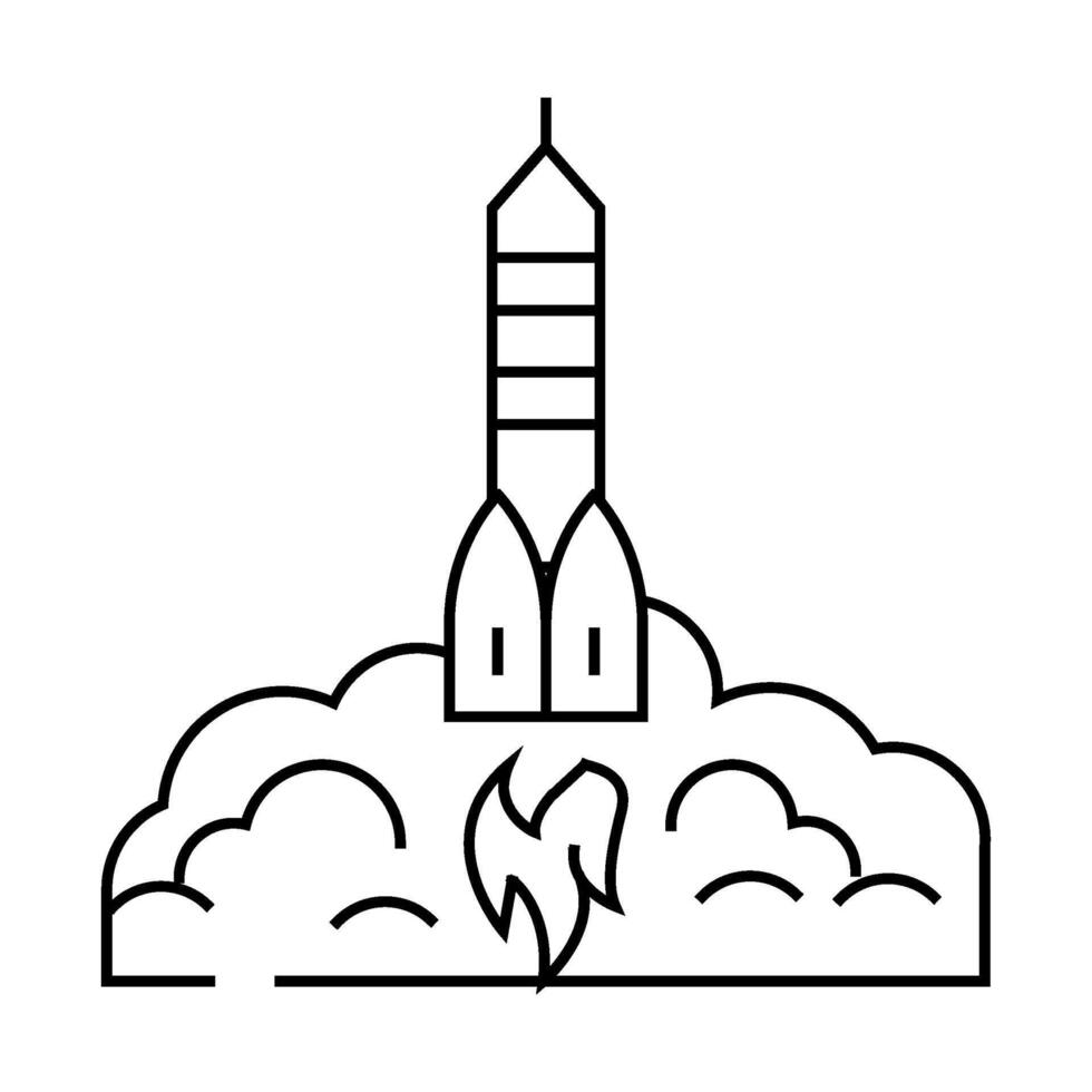 rocket ship progress line icon illustration vector