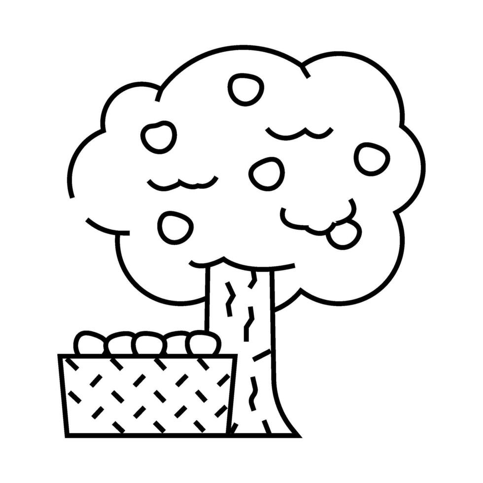 apple picking autumn line icon illustration vector
