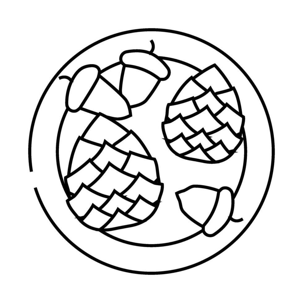 collecting pinecones acorns line icon illustration vector