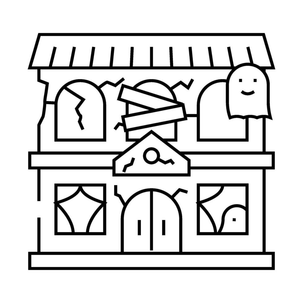 haunted house autumn line icon illustration vector
