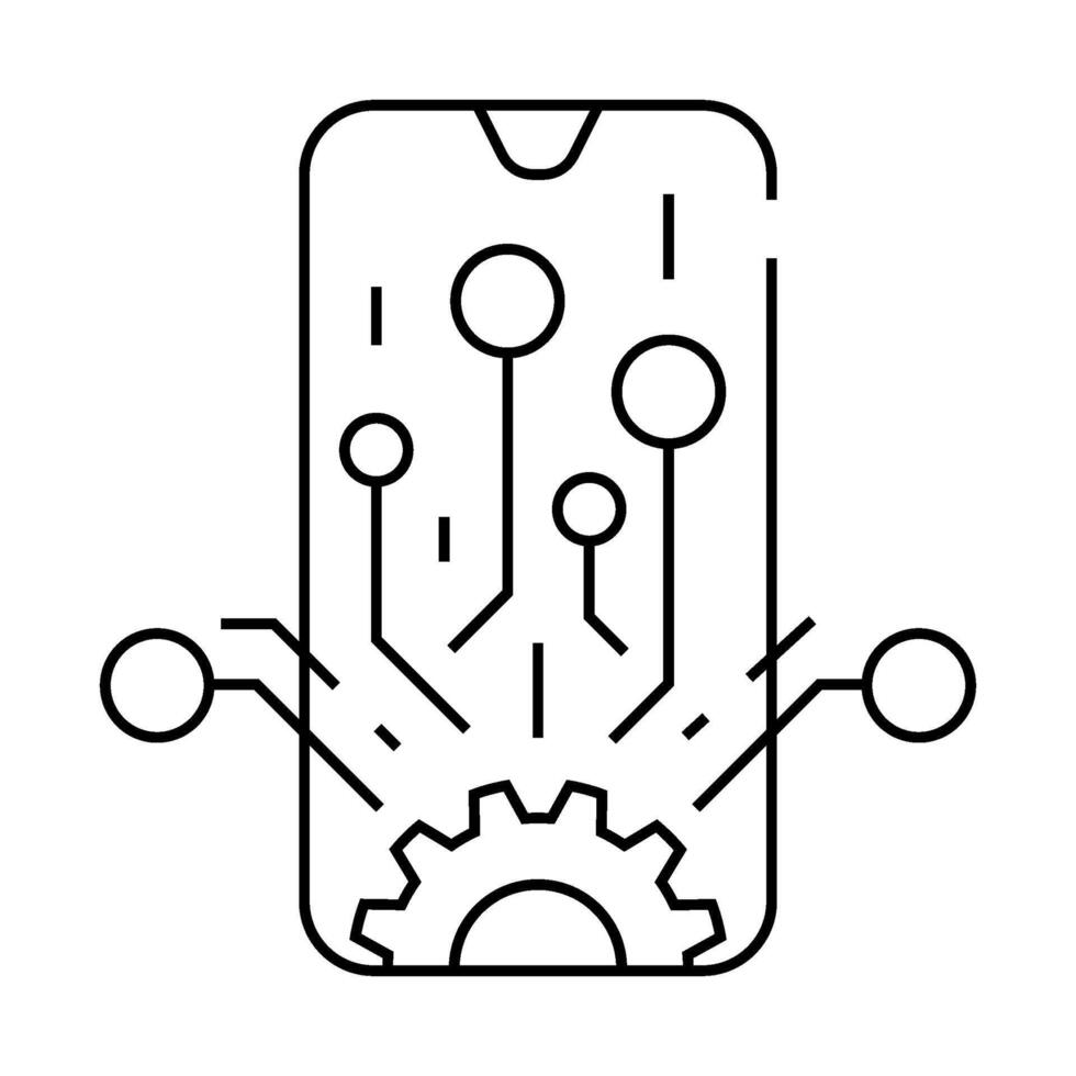 mobile technology business process line icon illustration vector