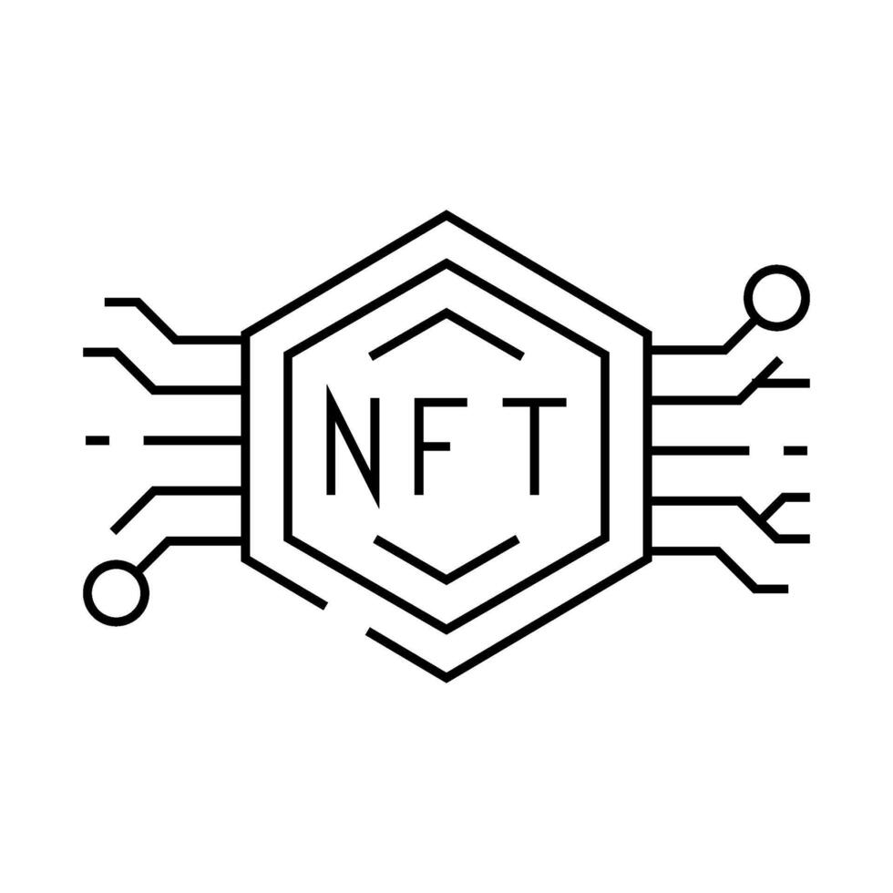nfts non fungible tokens line icon illustration vector
