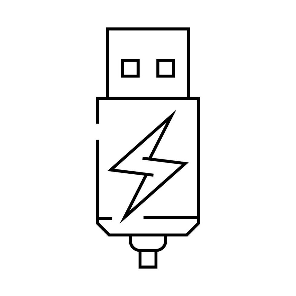 usb charging label product caution line icon illustration vector