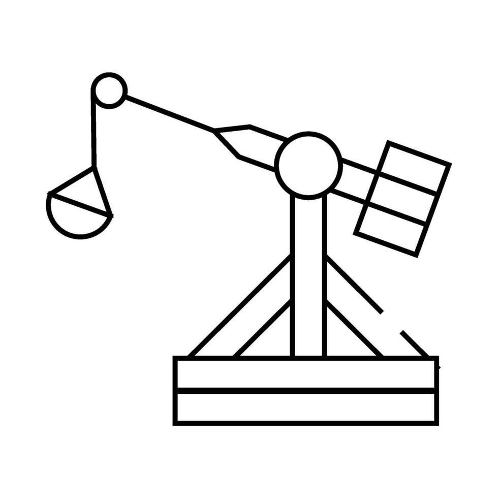 medieval catapult line icon black illustration vector