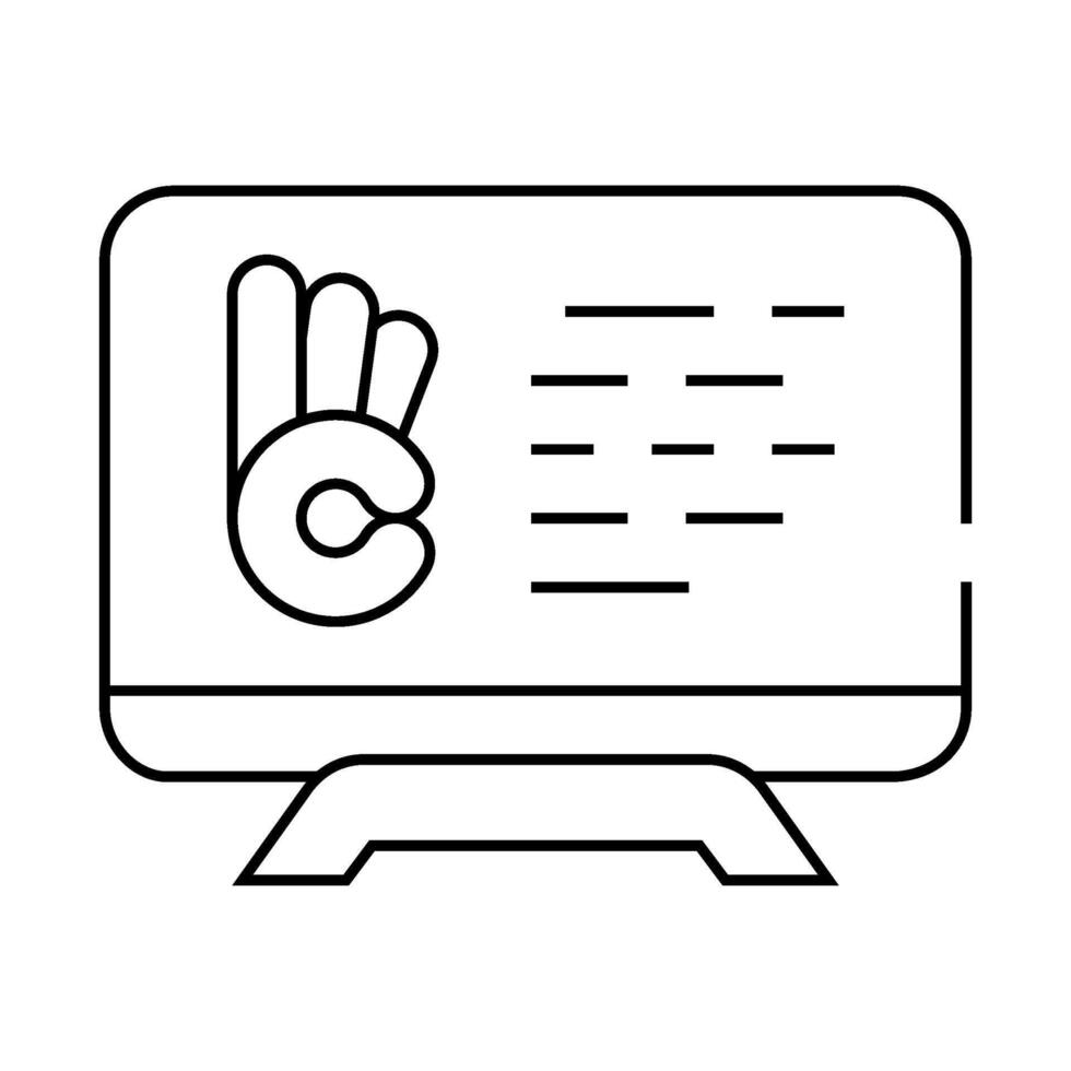 sign language translation and subtitling line icon illustration vector