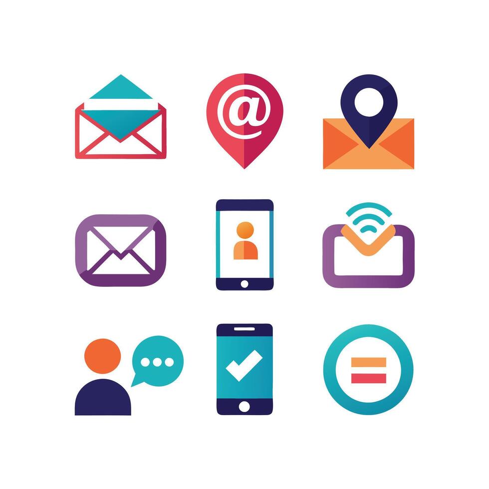 Contact Icon Set Collection Illustration vector