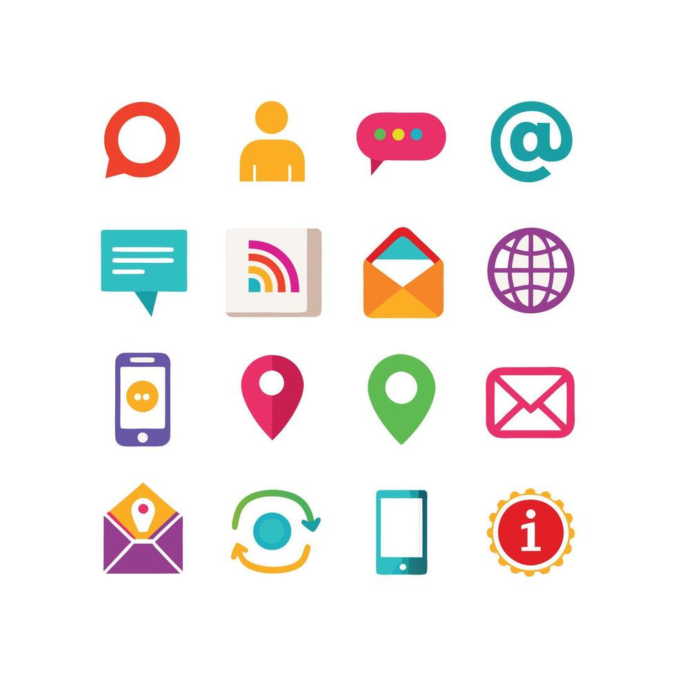 Contact Icon Set Collection Illustration vector