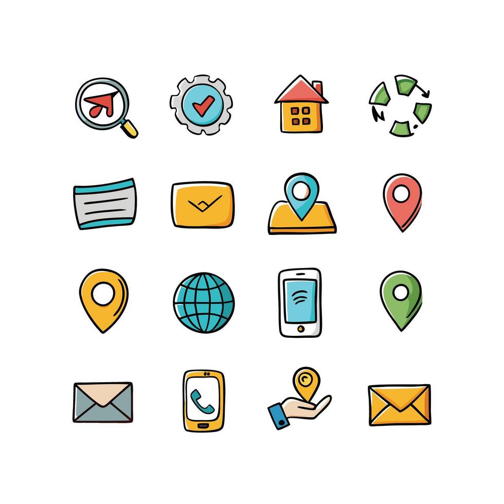Contact Icon Set Collection Illustration vector