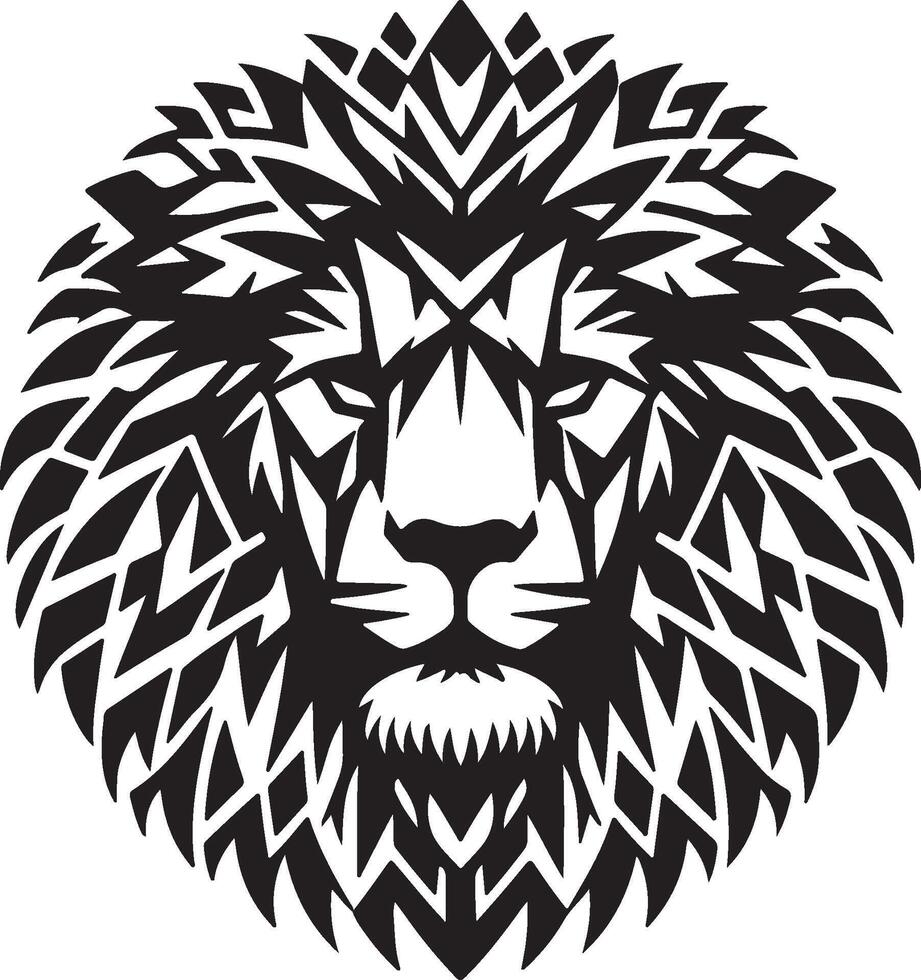 Silhouette Art lion Wild Animal , white back tattoo style stencil print, impressive and visual sticker, white background vector