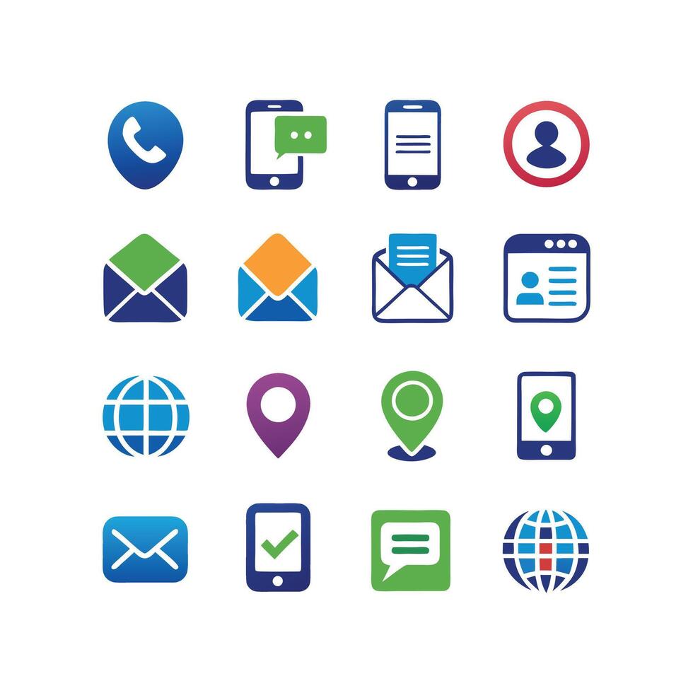 Contact Icon Set Collection Illustration vector