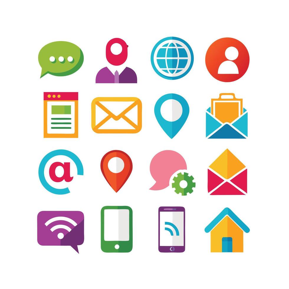 Contact Icon Set Collection Illustration vector