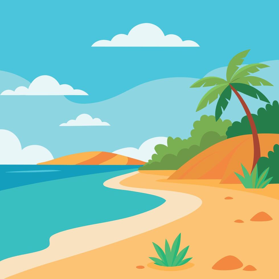 Summer template with sea beach and palm tree vector