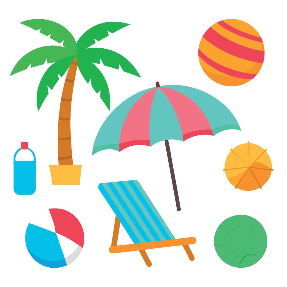 Summer vacation, summer time, hello summer template design elements set. vector