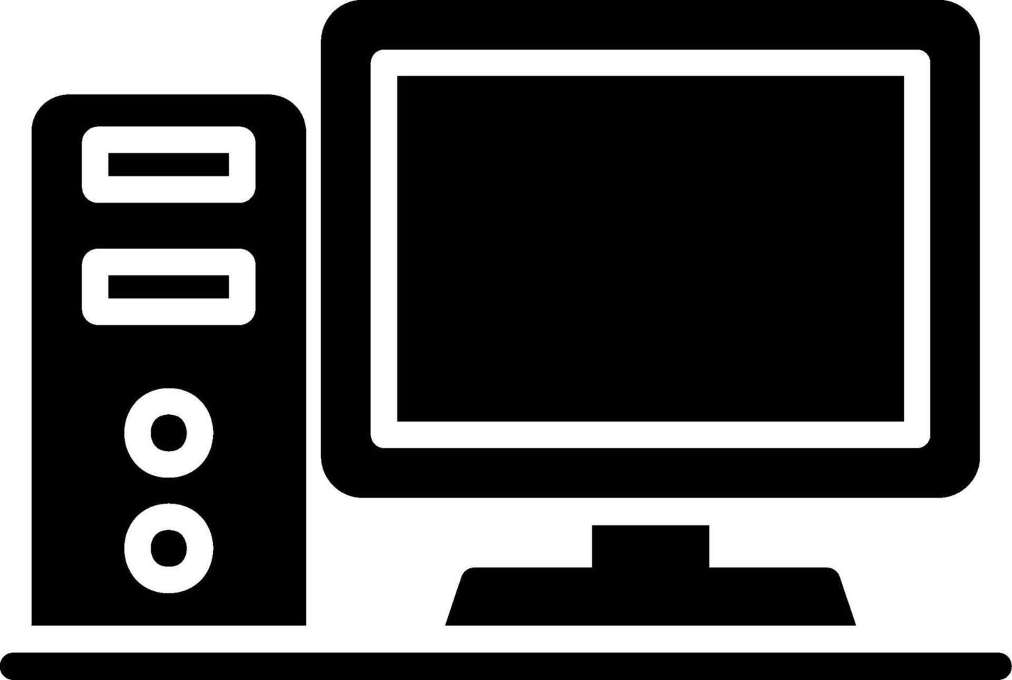 Desktop Computer Glyph Icon Design vector