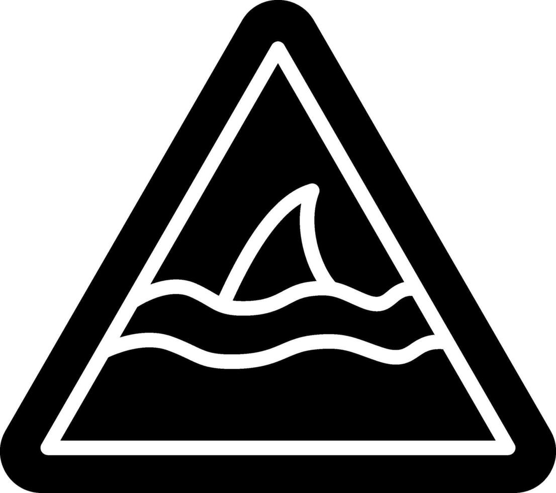 Shark Warning Glyph Icon Design vector