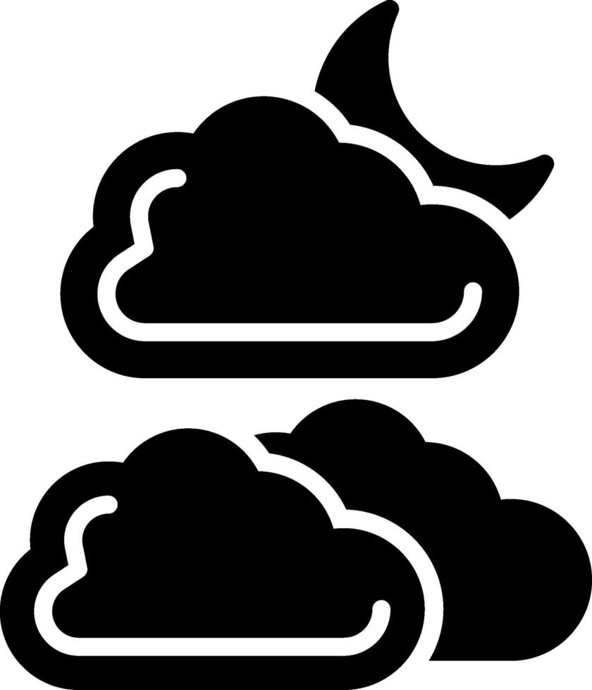 Cloudy Night Glyph Icon Design vector