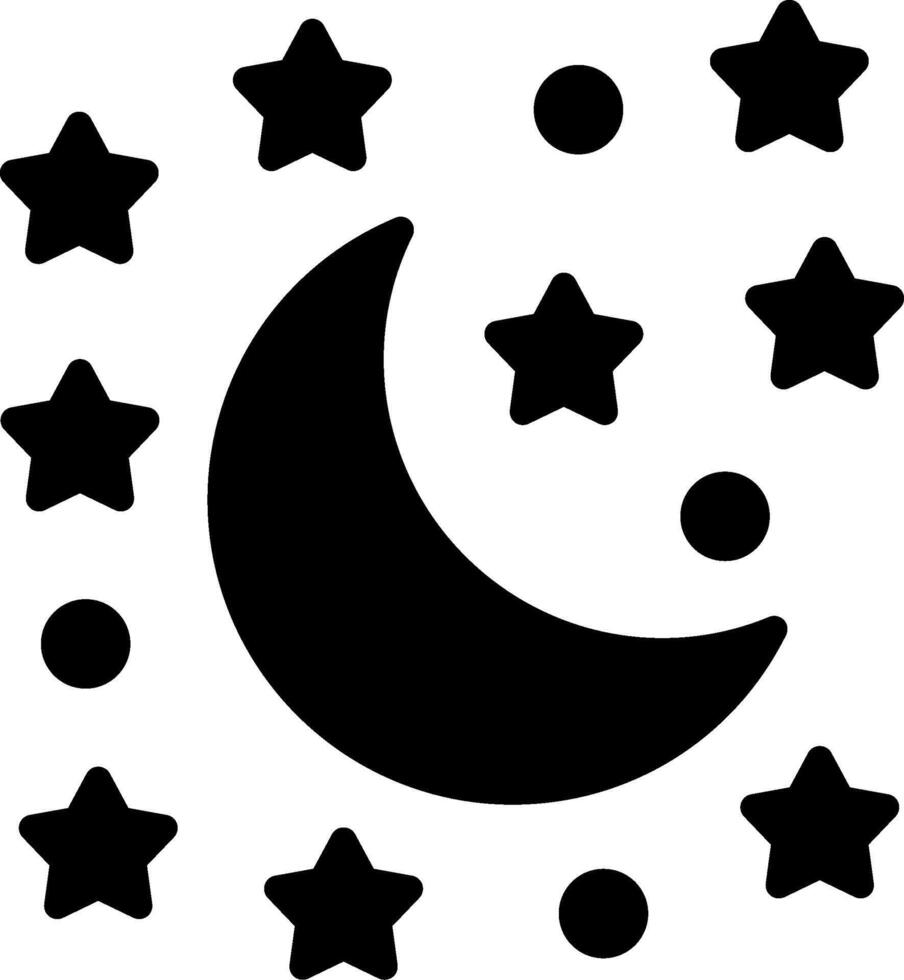 Moon And Stars Glyph Icon Design vector