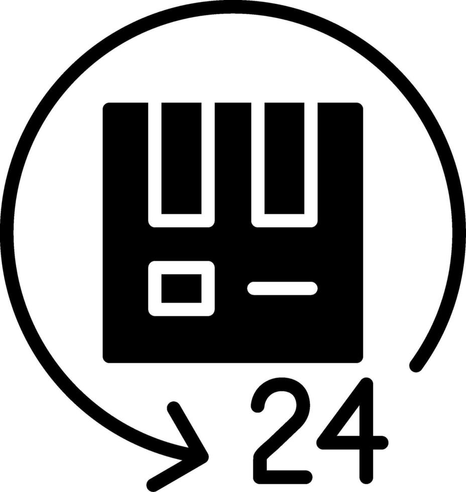 24 Hours Delivery Glyph Icon Design vector