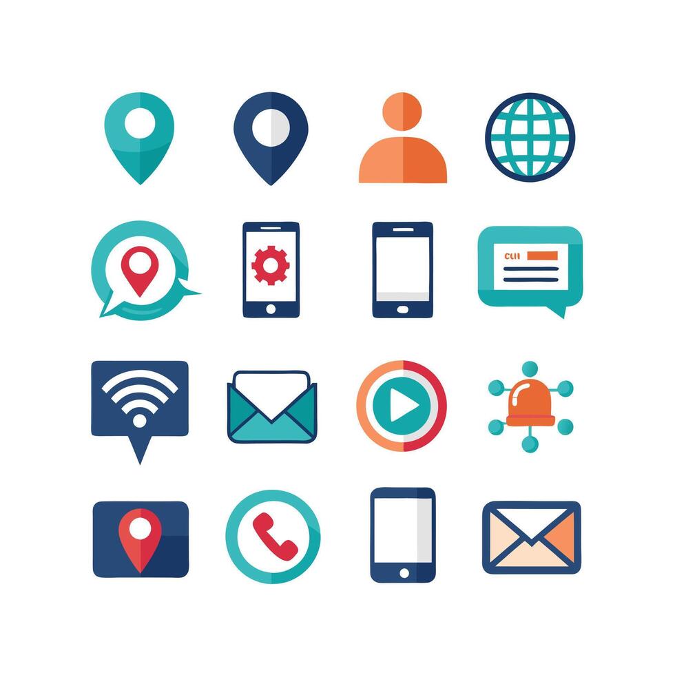 Contact Icon Set Collection Illustration vector