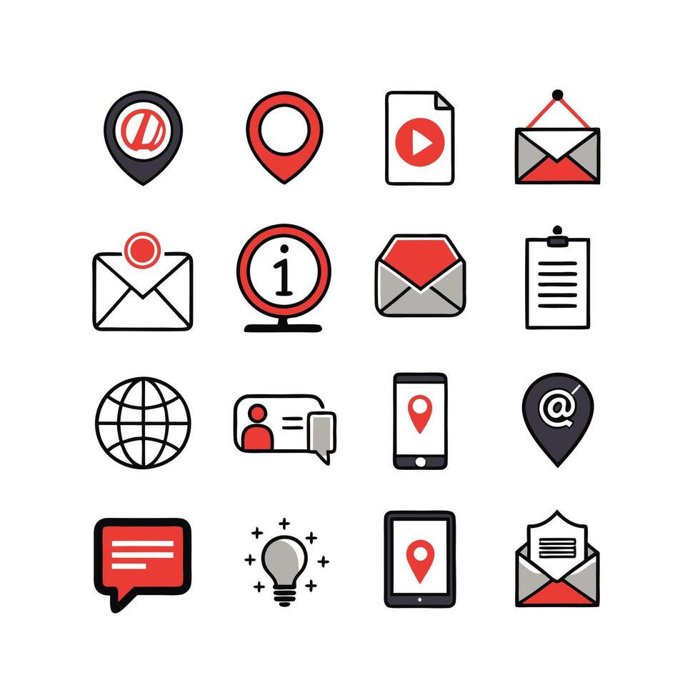 Contact Icon Set Collection Illustration vector